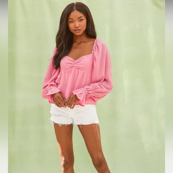 NWOT Harlow Pink Long Sleeve Backless Top - Picture 7 of 7